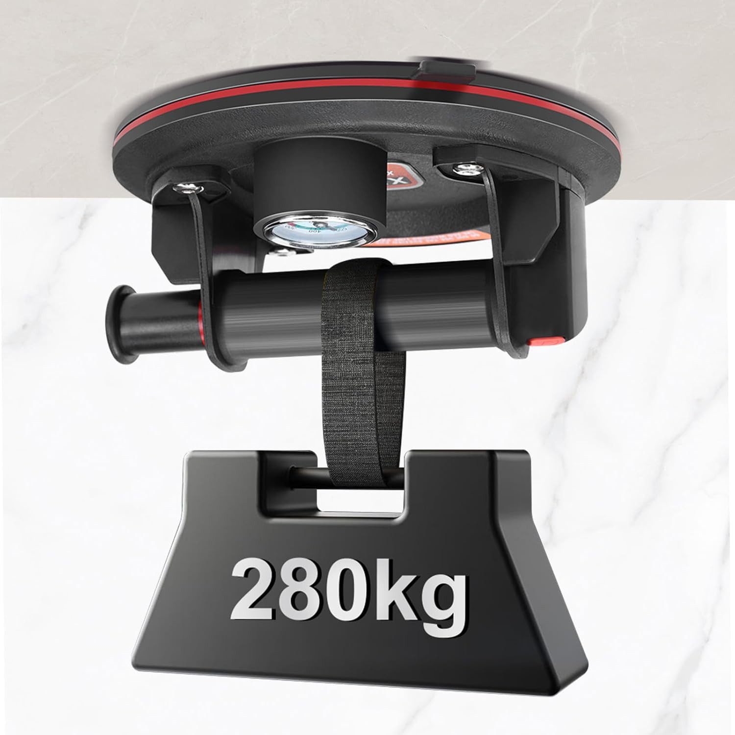 XERSEK Saugheber 2X Glasheber mit Manometer 8'' Vakuum Saugnapf Fliesenheber mit Kasten, max. 280,00 kg Traglast, Glassauger Saughalter Plattenheber für Laminat – Bild 4 von 5