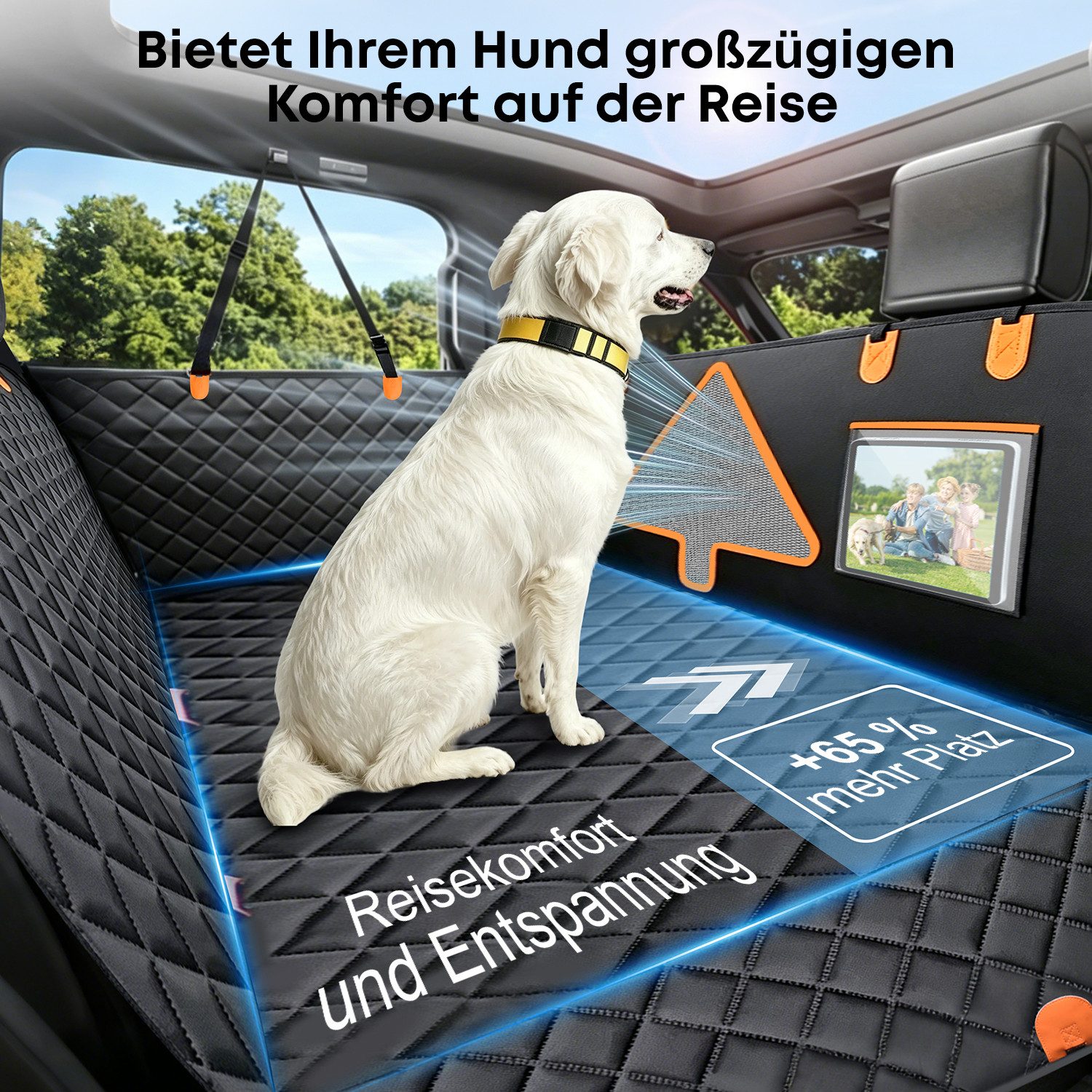 CkeyiN Pro Tierdecke Hundedecke Auto Rückbank,Hundematte Auto,Hundesitzbezug, Verbreitert,Wasserdicht/rutschfest/Rasierfest/Einklappen, Tragkraft bis 180 kg,mit Sicherheitsgurt,für Hunde,für Autos und SUV
