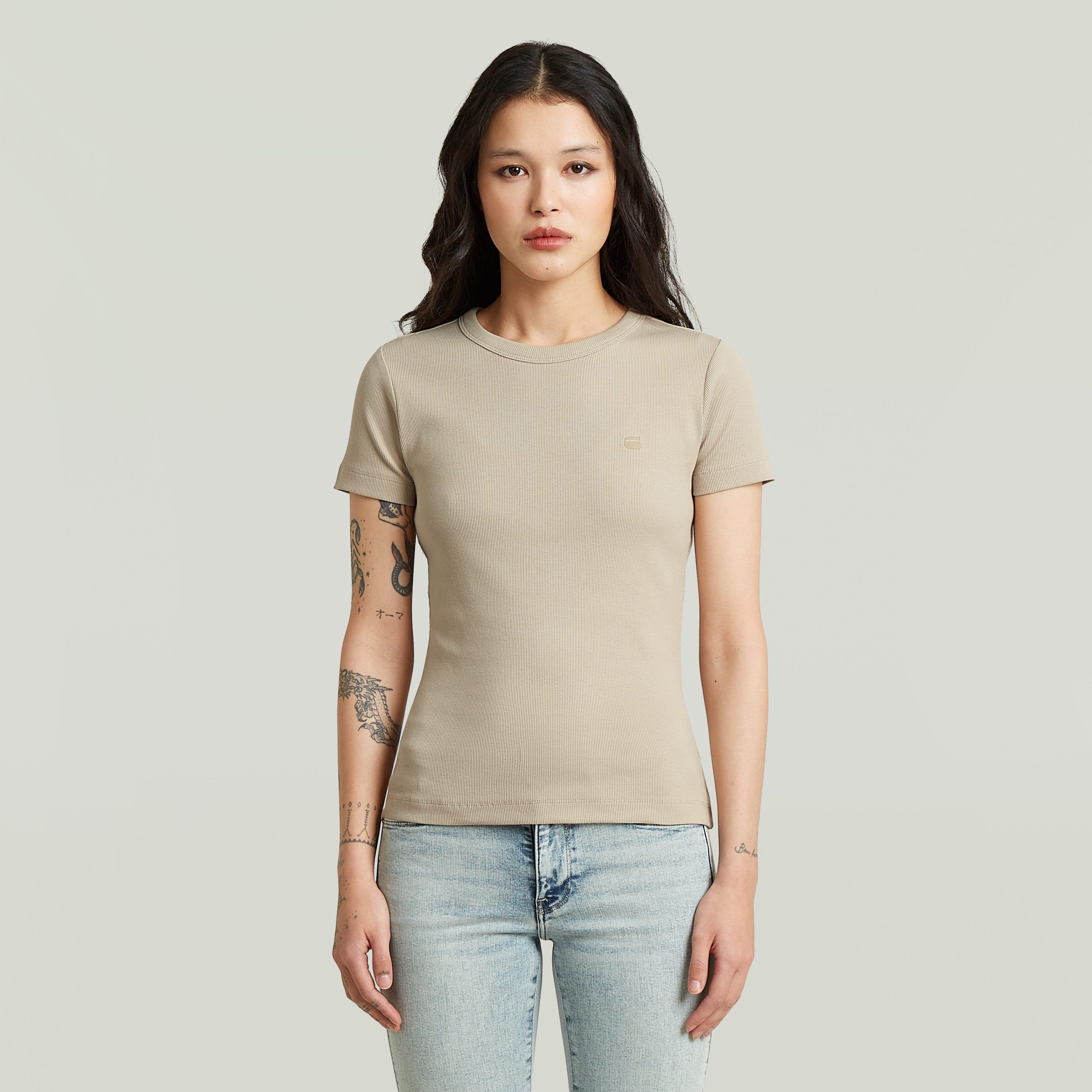 G-STAR T-Shirt Slim Rib Wmn in Rundhalsform