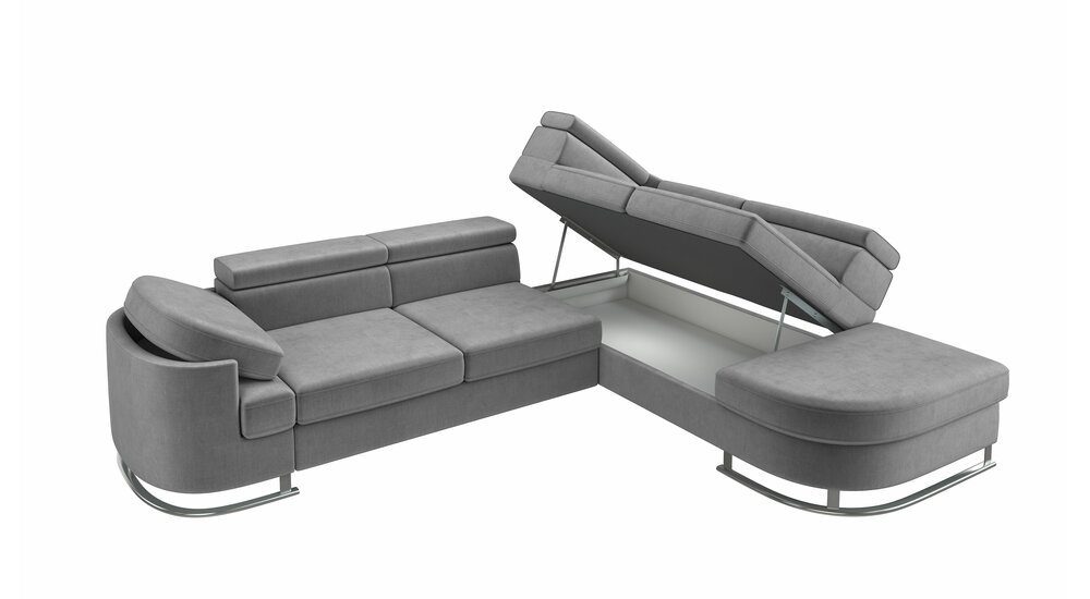 Stylefy Ecksofa Ice, L-Form, Eckcouch, frei links mit im oder Kopfteil- bestellbar, mane Bettkasten, Armlehnenverstellung Bettfunktion und Metall, stellbar, inklusive und rechts Raum