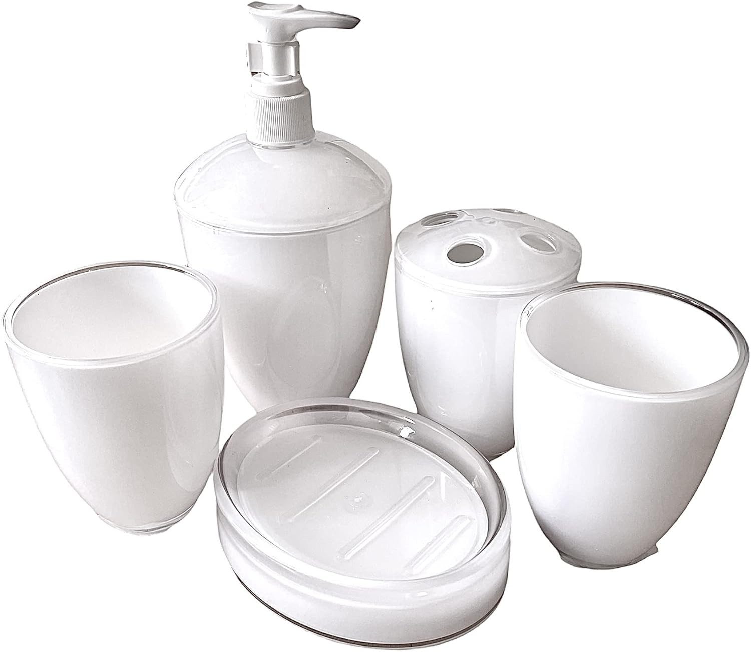 WENKO Badaccessoire-Set Wenko Bad Accessoires-Set 5 tlg. Weiß, 5 tlg.
