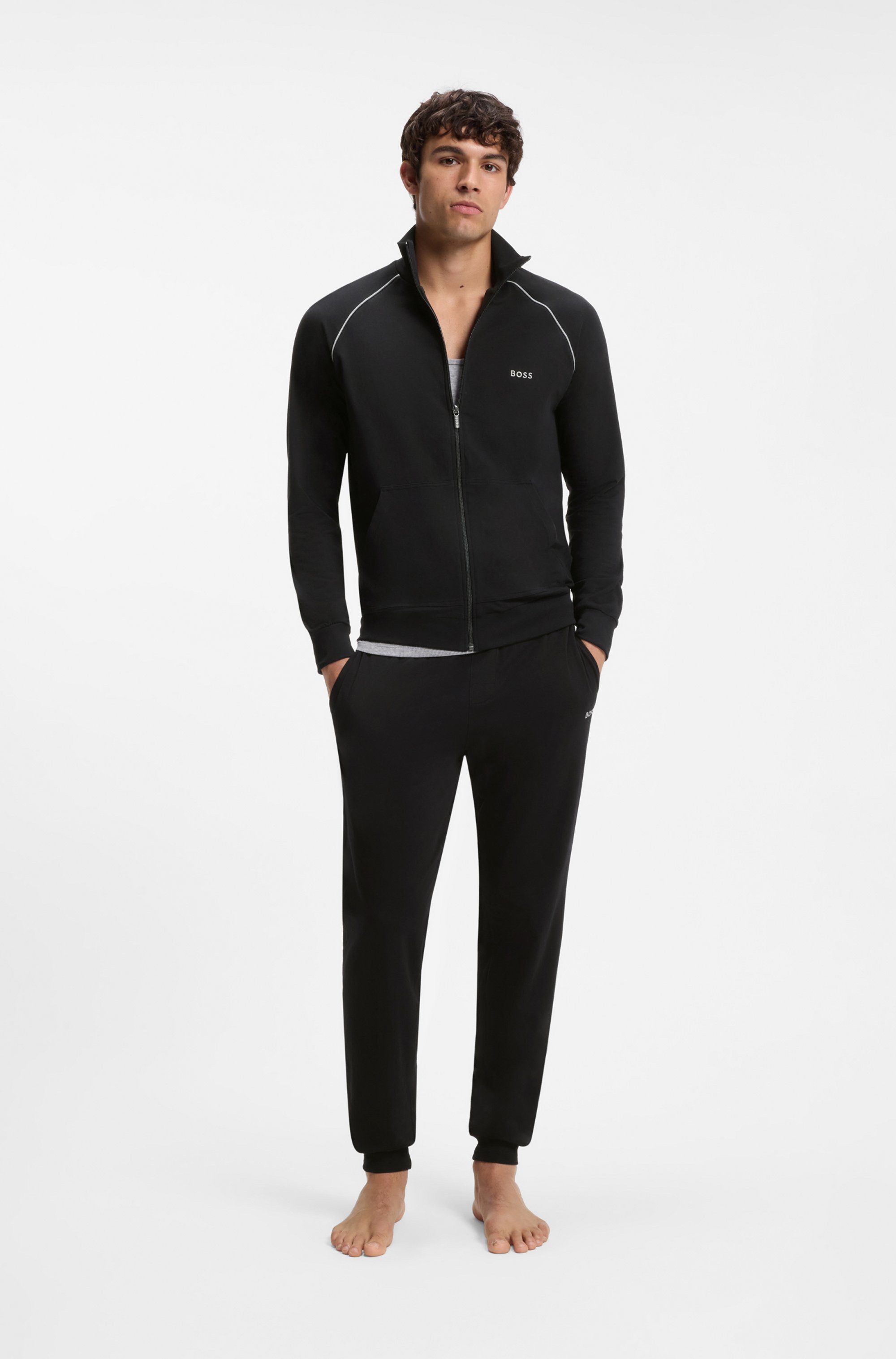 BOSS Sweatjacke Mix&Match Jacket Z mit Kontrastnaht am Ärmel