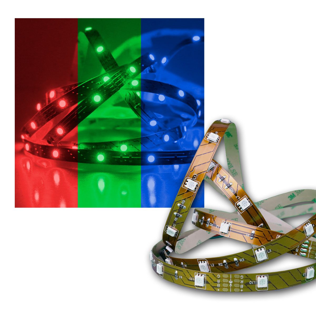 world-trading-net LED-Streifen 5m SMD RGB Stripe 24V Superbright, PCB-b, 30 LED/m