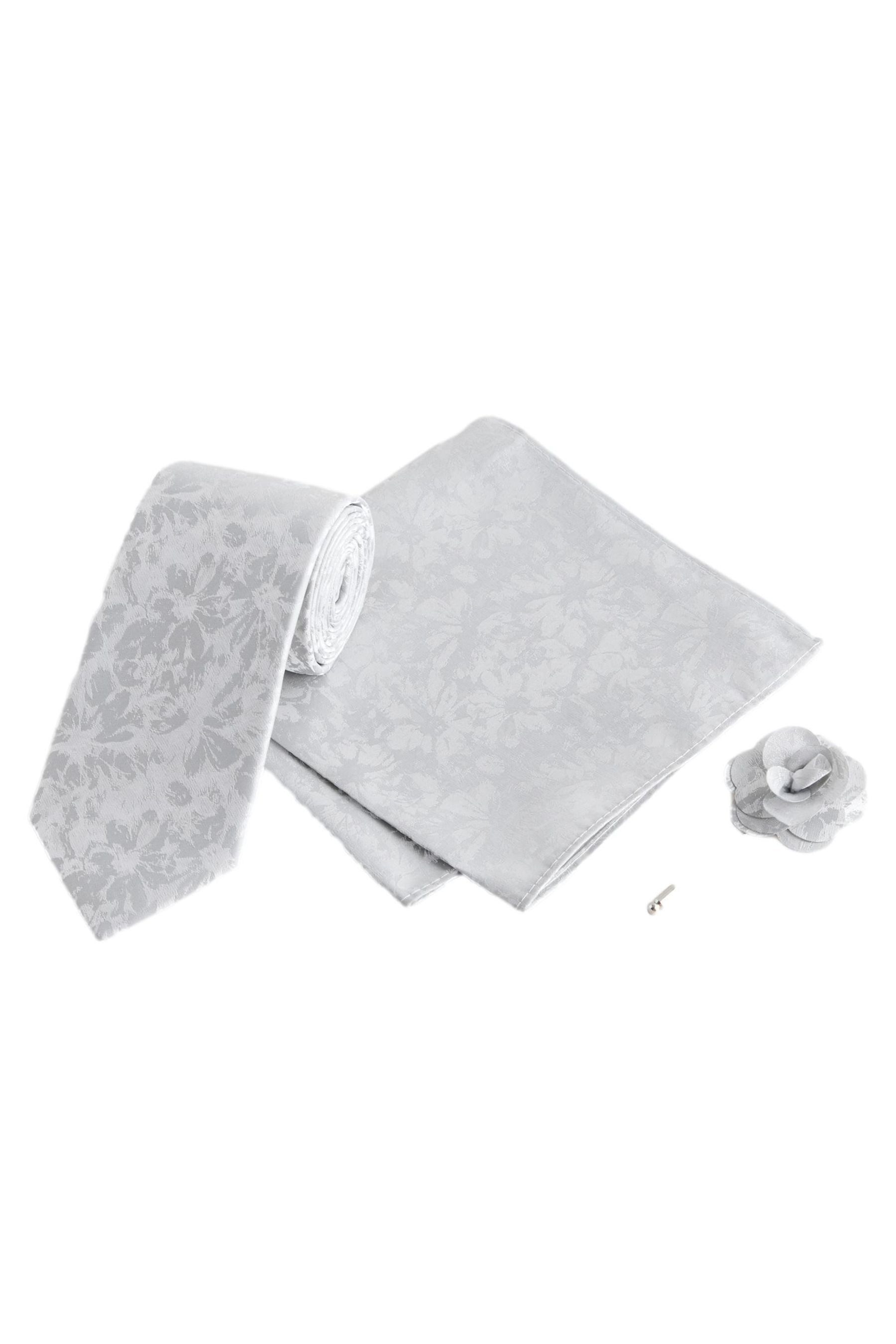 Next Krawatte Krawatte mit Blumenprint und Einstecktuch, Set (3-St)