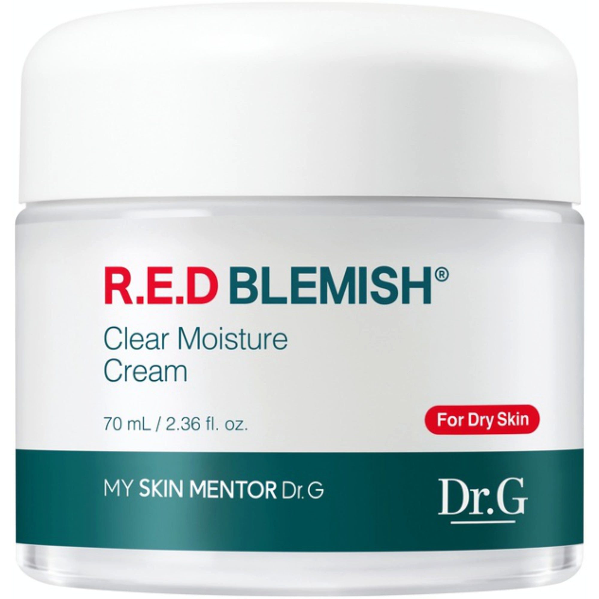 Dr.G Gesichtspflege RED Blemish Clear Moisture Cream - Beruhigende Feuchtigkeitscreme für trockene und empfindliche Haut, 70ml, Beruhigende Wirkung, Feuchtigkeitsspendend, Hypoallergen