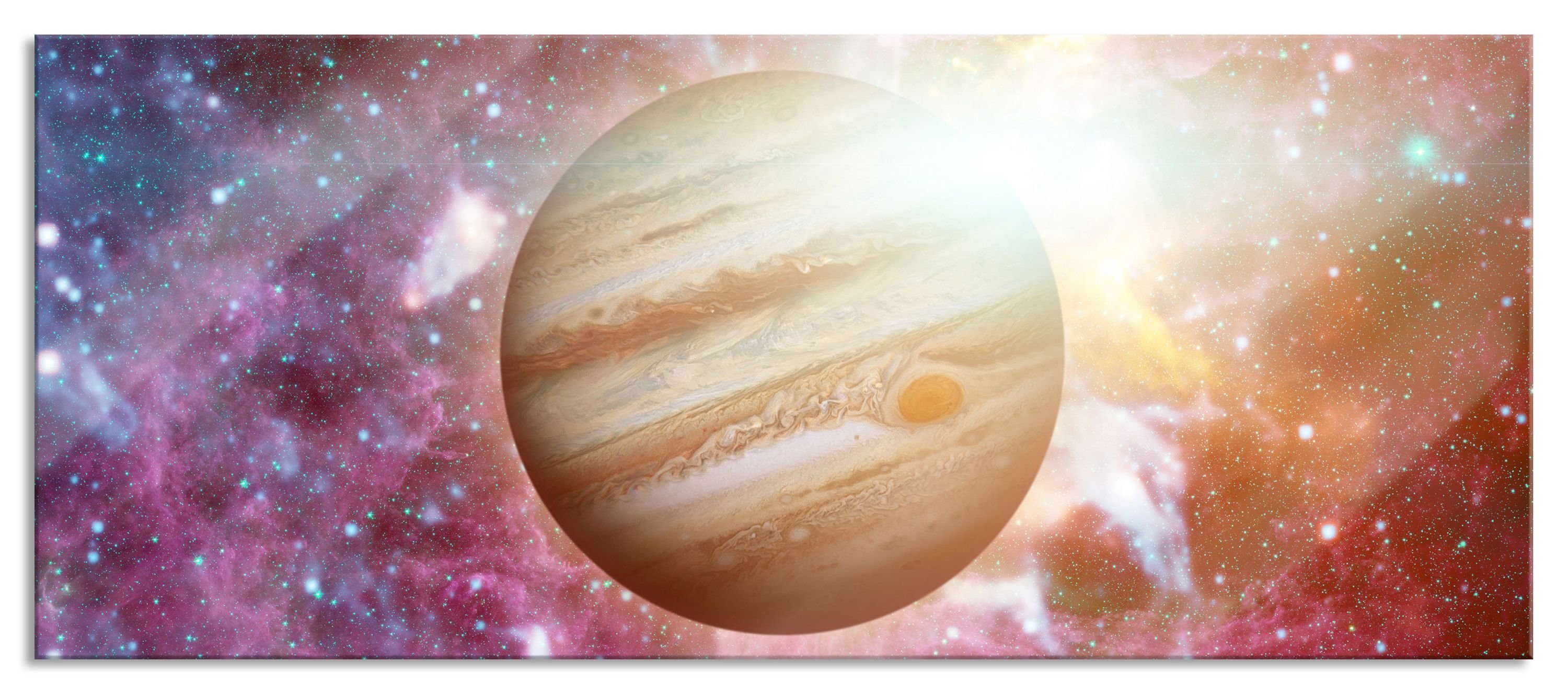 Universum inkl. Glasbild Echtglas, und im im Pixxprint Jupiter Planet Glasbild Planet (1 Universum, aus Aufhängungen Abstandshalter St), Jupiter