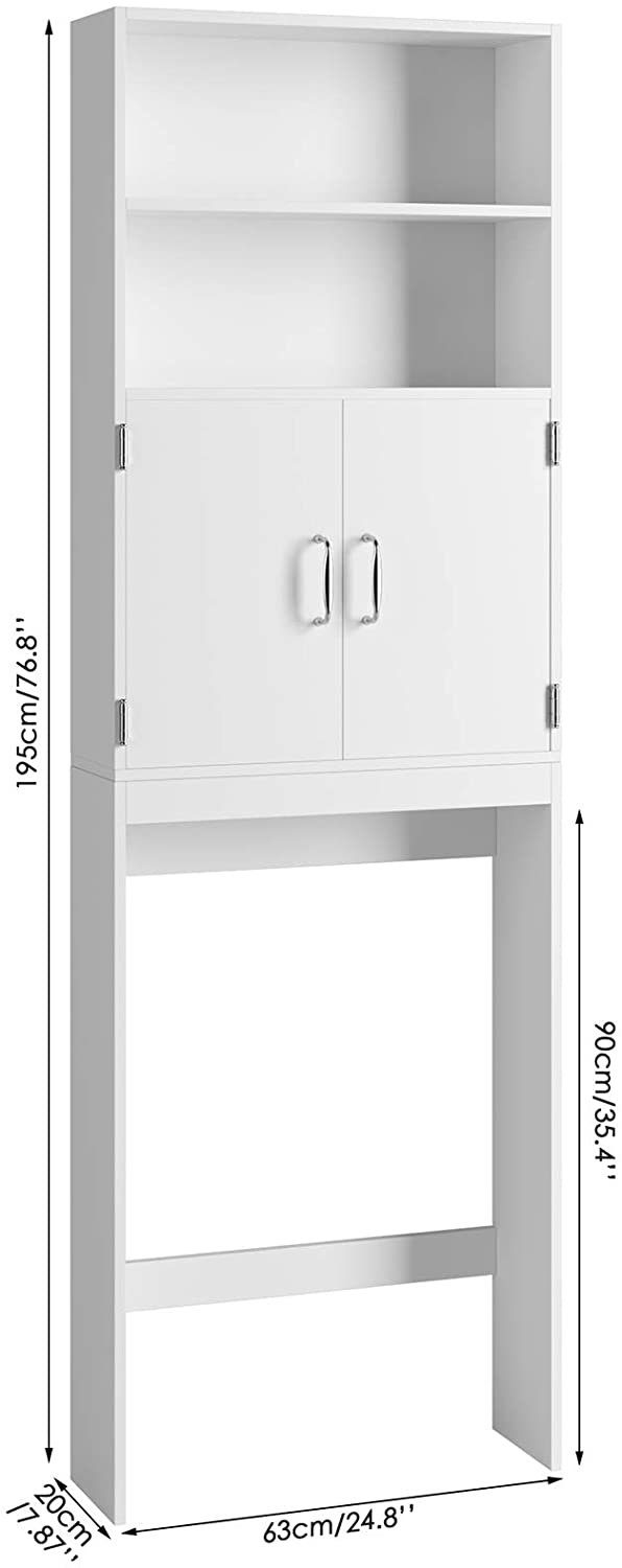 HOMECHO Badregal, Toilettenregal mit Türen und Ablagen  Waschmaschinenüberbau 195 x 63 x 20cm