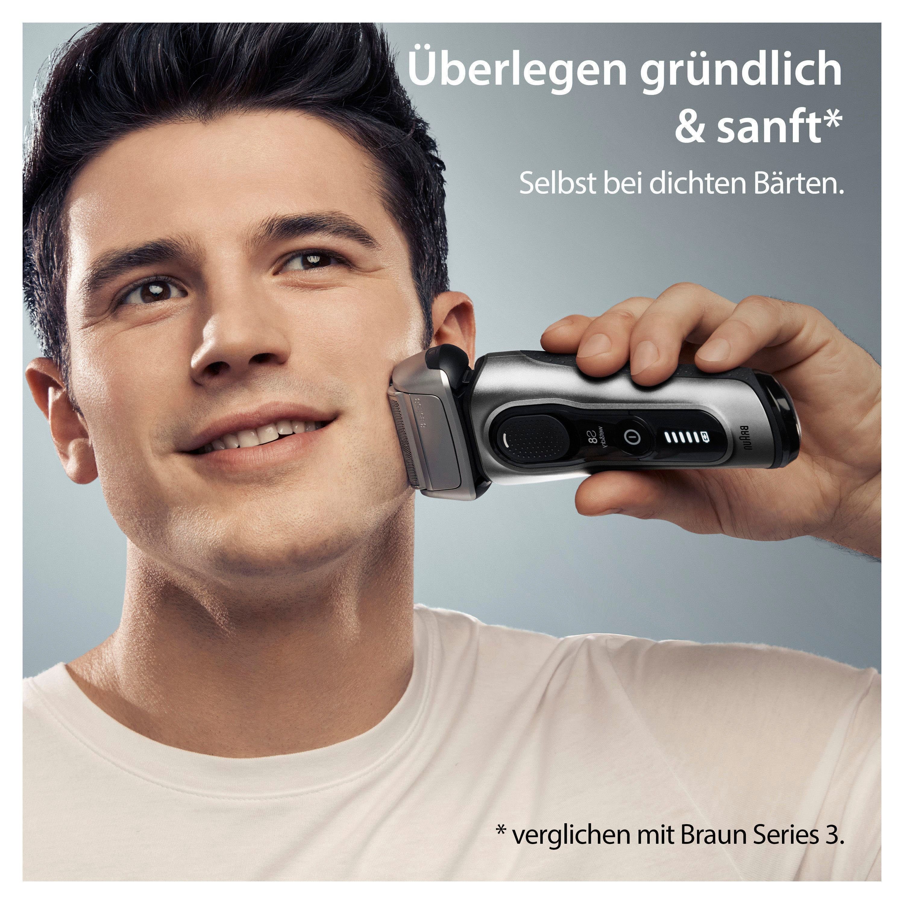 Braun Elektrorasierer Series und ProTrimmer Ladestation, 5-Stufen-Reinigungs- 8 8567cc