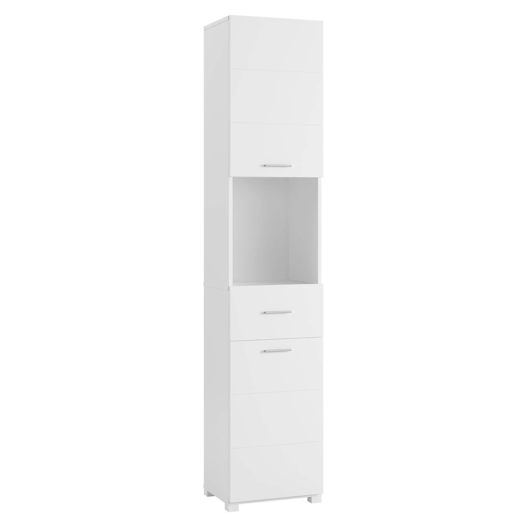 Homfa Hochschrank Badschrank, Badezimmerschrank, Badregal schmal, Weiß, 180 cm hoch