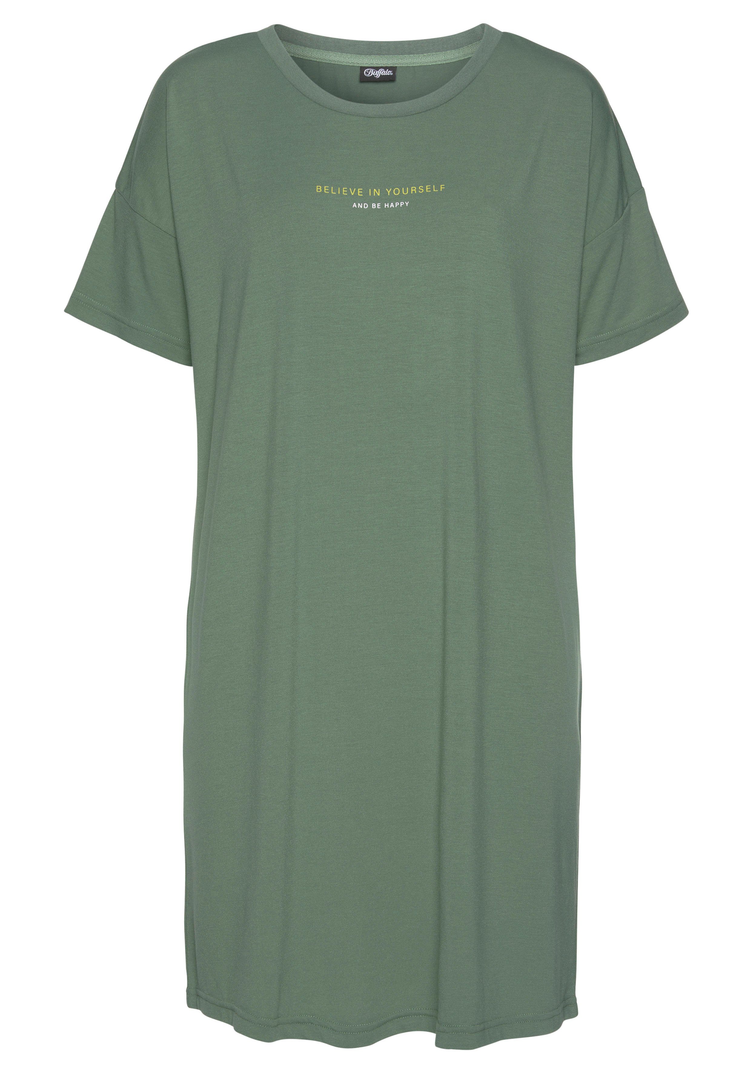 Buffalo Nachthemd mit Statement-Print dunkelgrün