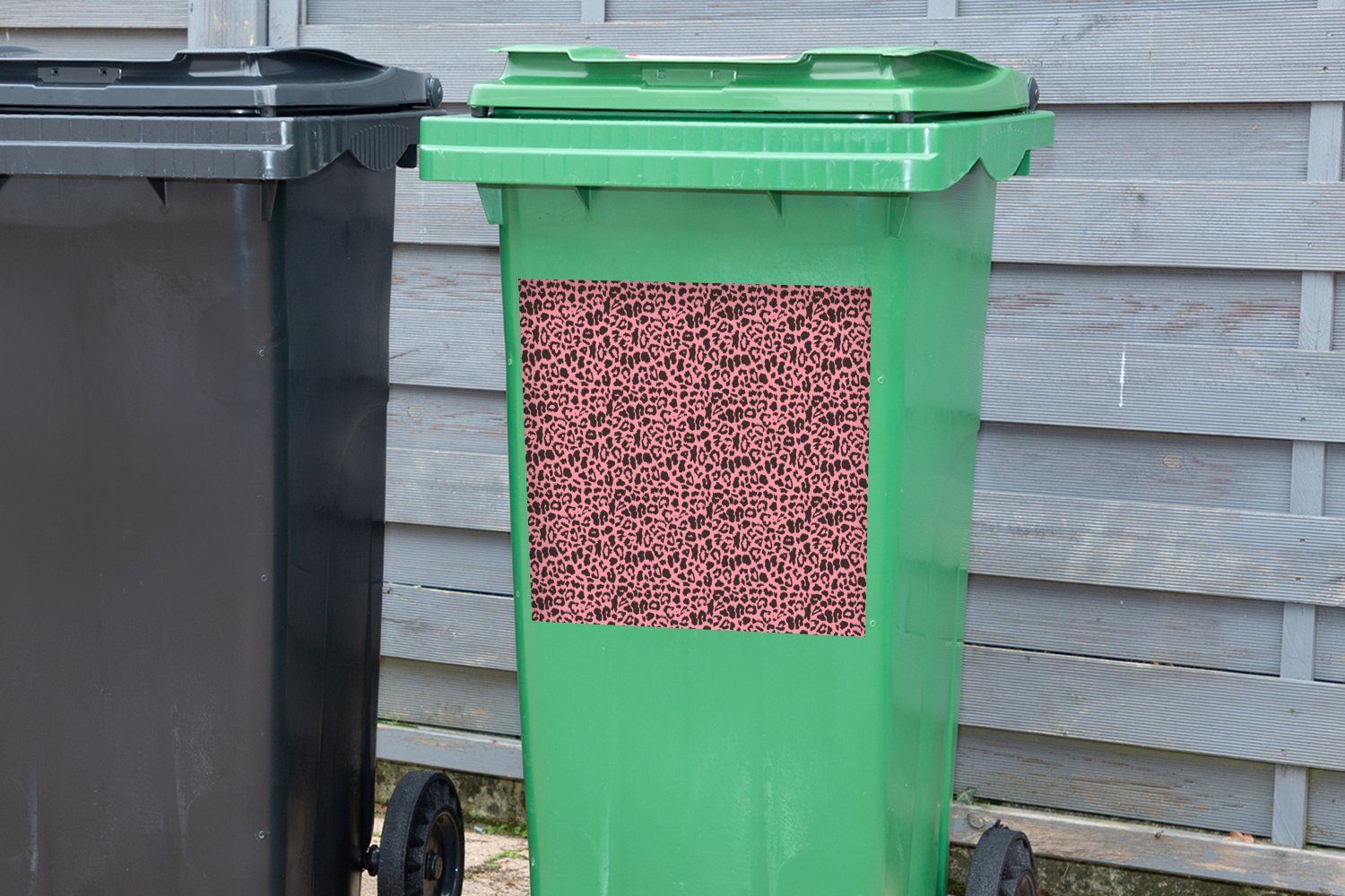 MuchoWow Wandsticker Tiermuster Rosa Sticker, Mülltonne, (1 Mülleimer-aufkleber, - Panther Container, Abfalbehälter - St)
