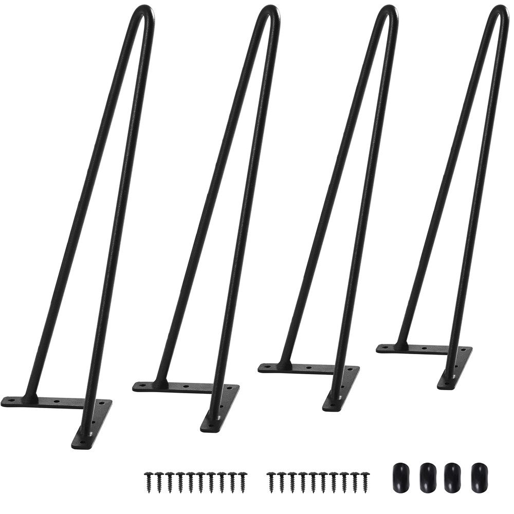 Yaheetech Tischbein 4er Set Hairpin Möbelfüße 40 cm H, Tischfüße aus Metall mit Bodenschonern