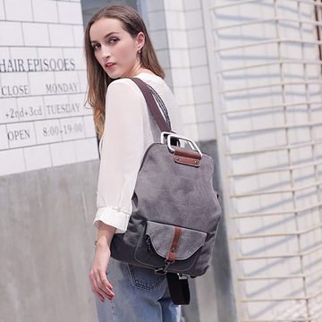 Fivejoy Cityrucksack Handtasche Schultertasche Canvas Casual Damen Schultasche, Für Arbeit Schule Shopper Lässige täglich