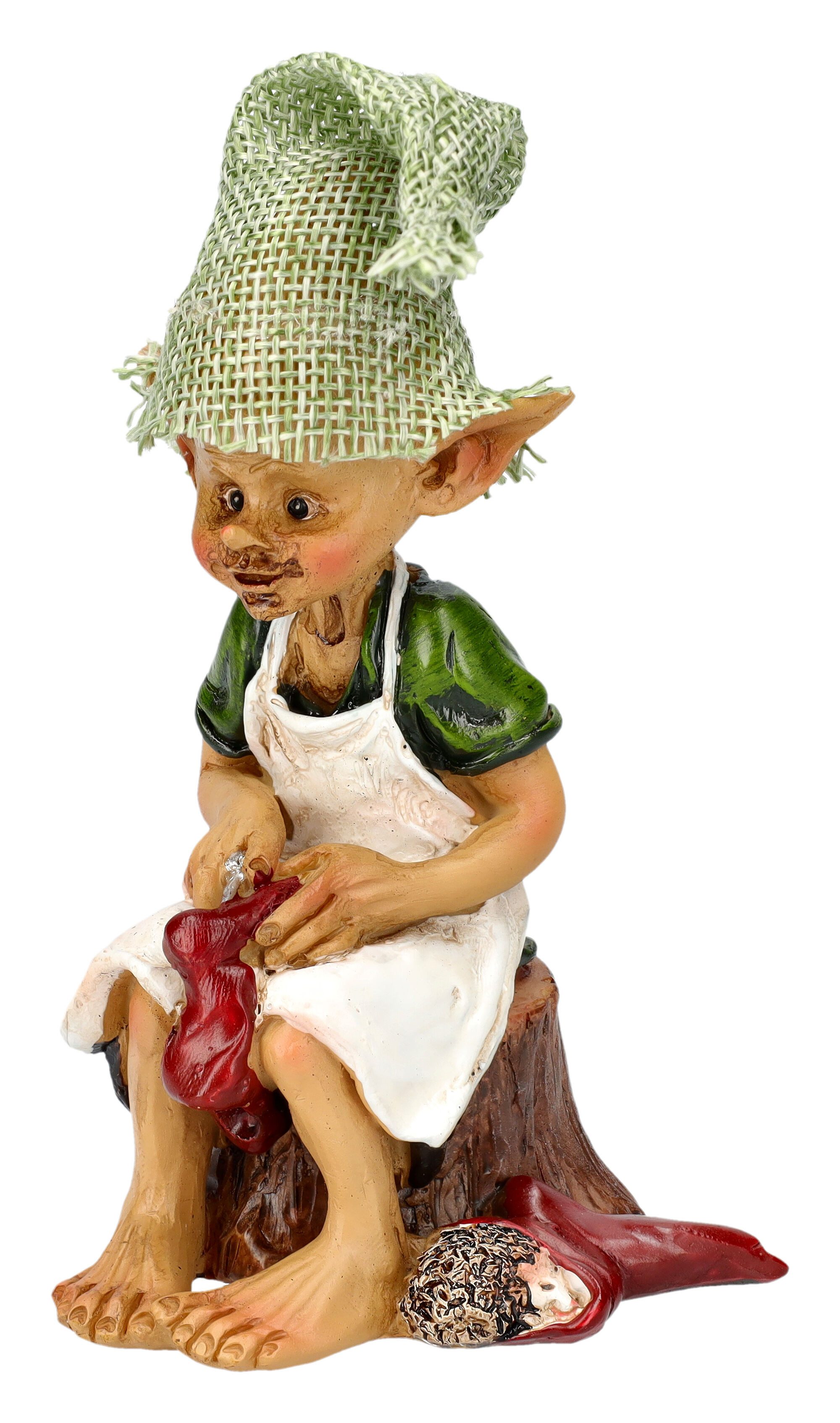 Dekofigur Pixie Kobold Figur - Schuster bei der Arbeit - Zwerg Schuhmacher Deko