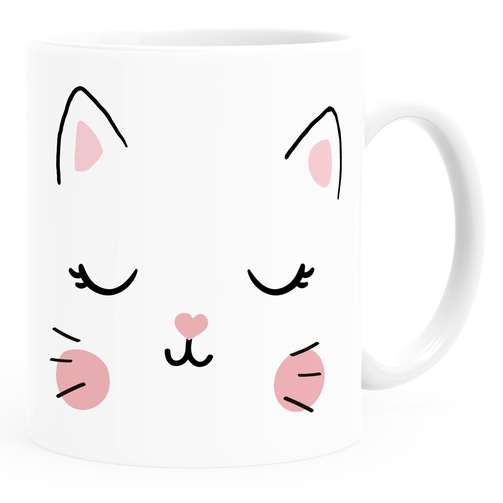 MoonWorks Tasse Kunstofftasse Kinder Katze Katzengesicht Tiermotiv Geschenk für, Materialmix