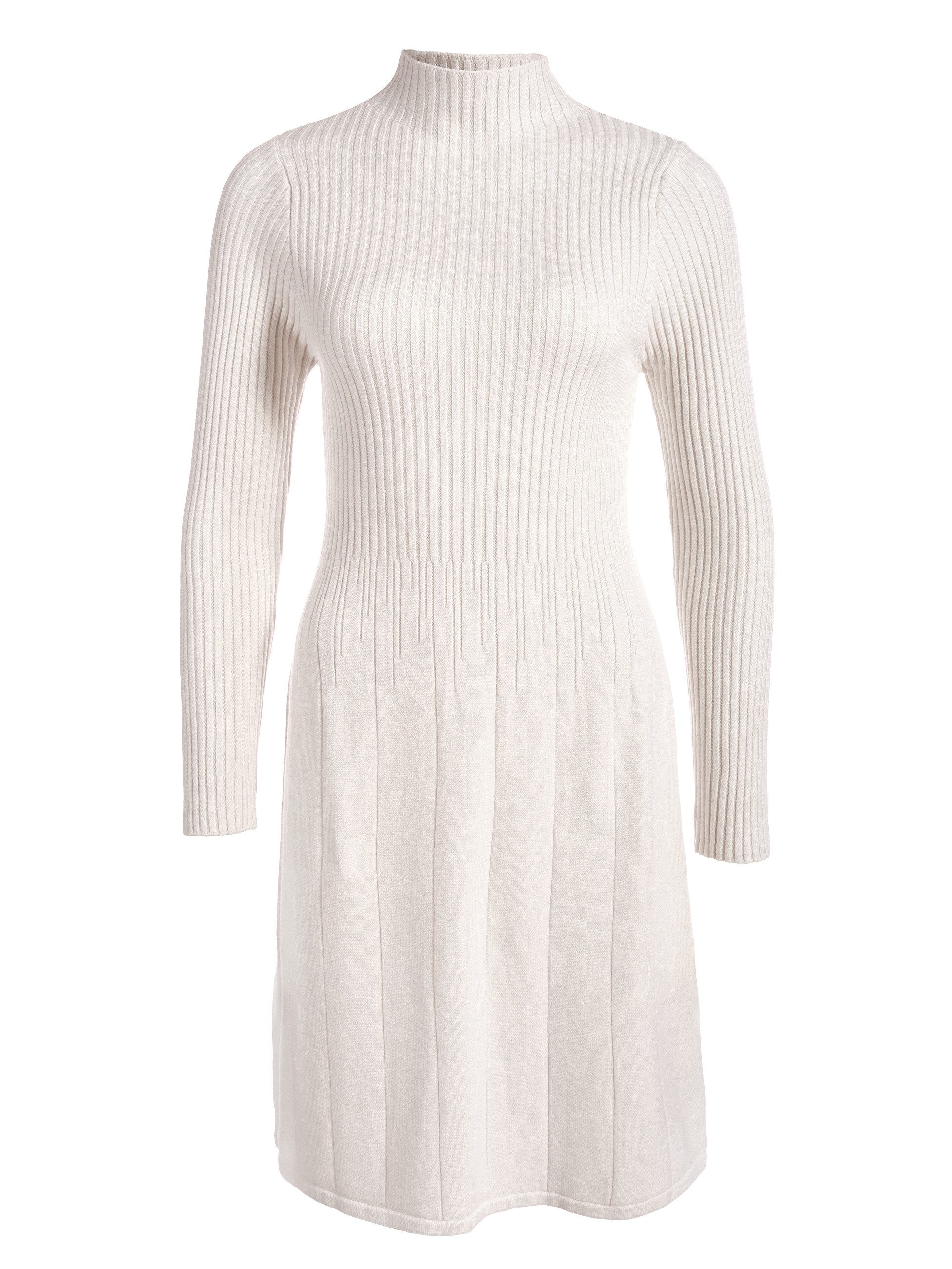 PEKIVESSA Strickkleid Kurzes Rippstrick-Kleid tailliert mit ausgestelltem R günstig online kaufen