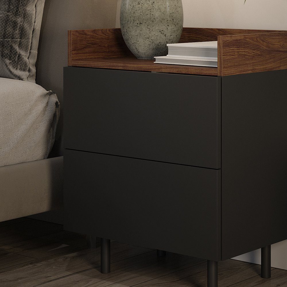 Vicco Nachtschrank Anika, Anthrazit/Nussbaum, 54 x 68 cm