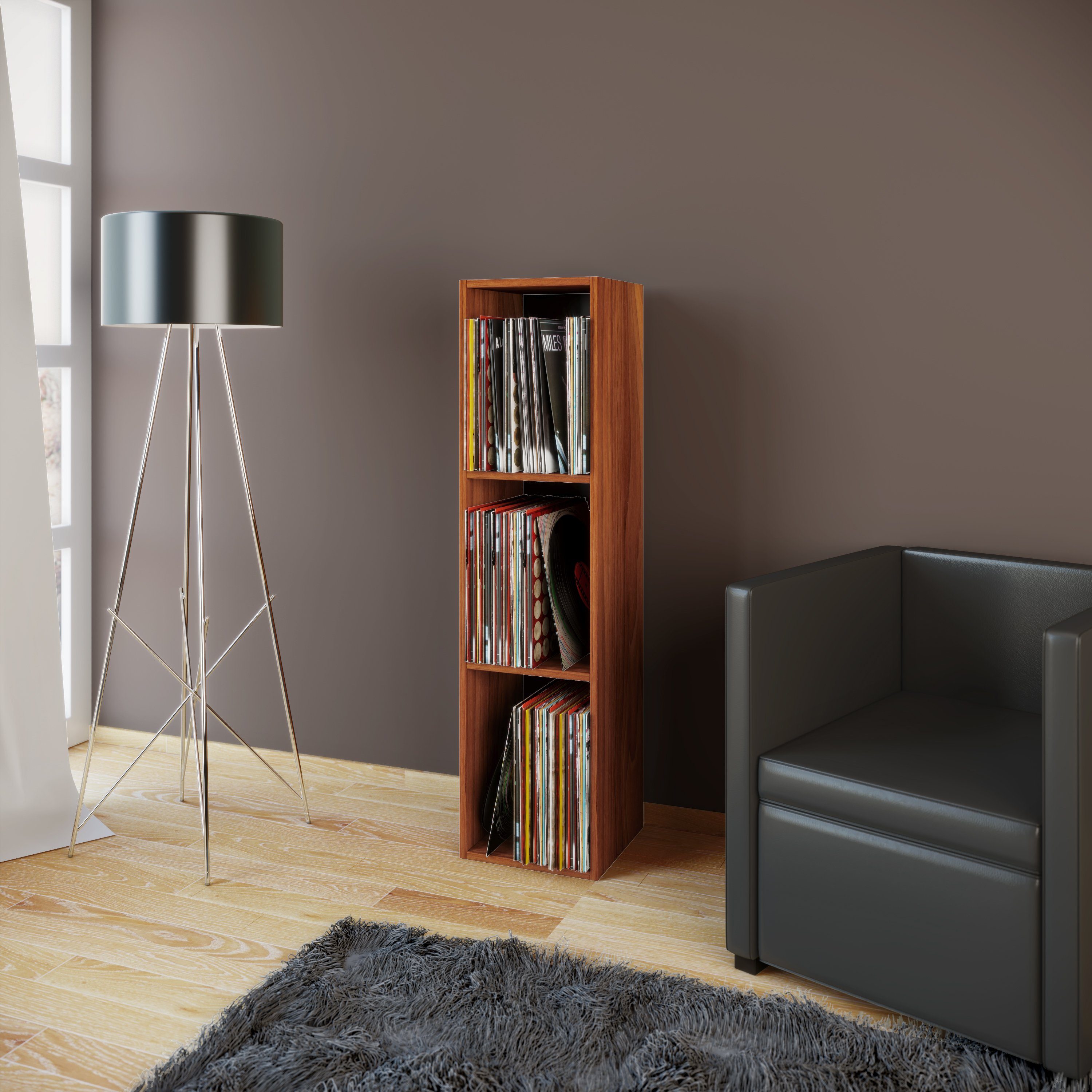 VCM Standregal Platto B. 34 x T. 30 x H. 107 cm, Holz Schallplatten Regal, BluRay Aufbewahrung, 3 Fächer, Holzwerkstoff – Bild 4 von 5