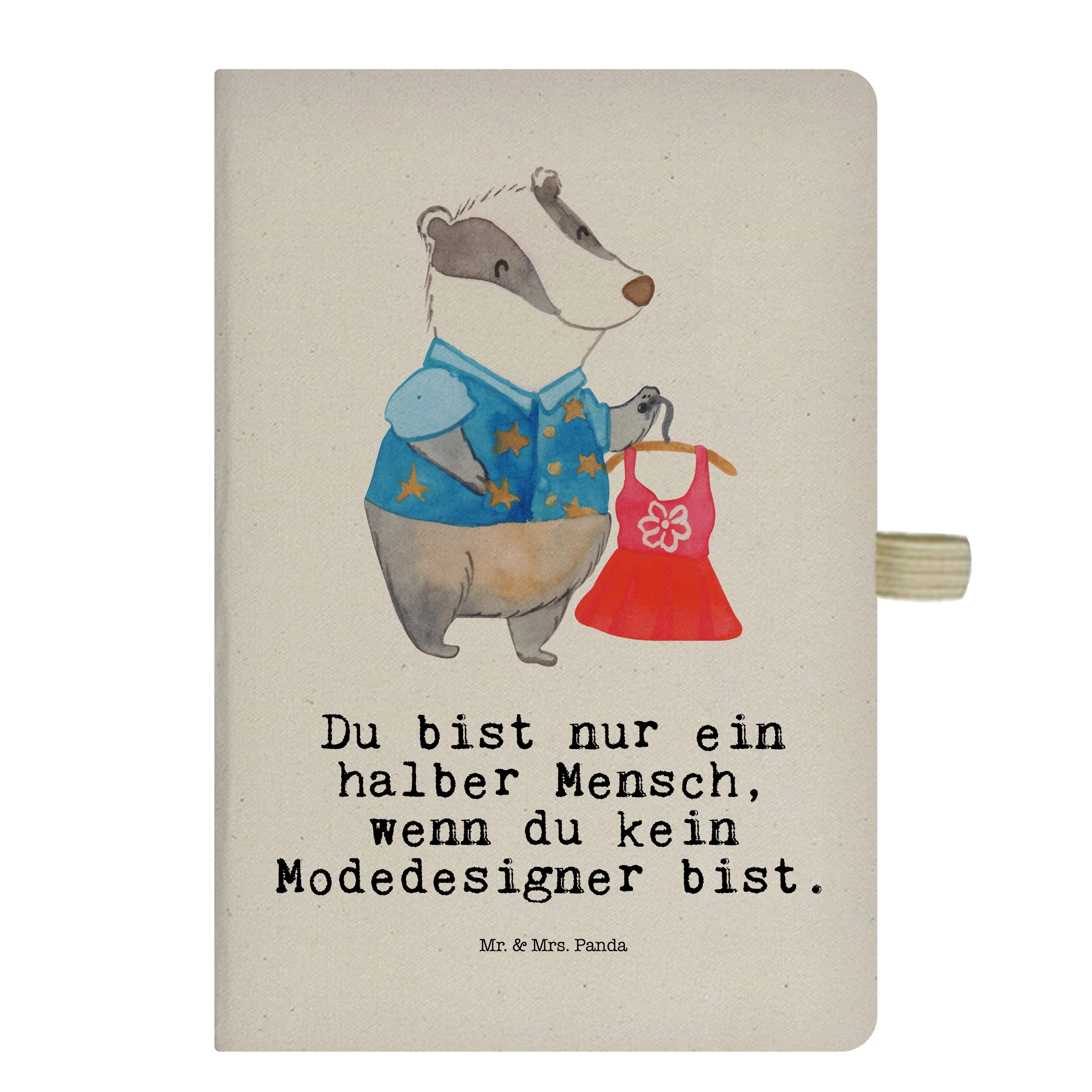 Mr. & Mrs. Panda - Mrs. Modedesigner Transparent Herz Modeschöpfe - & Mr. Geschenk, mit Notizbuch Panda Schenken