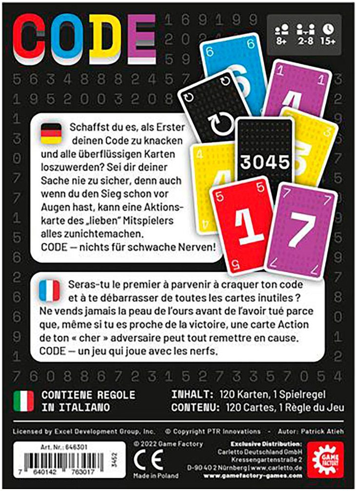 Game Factory Spiel Code, Kartenspiel