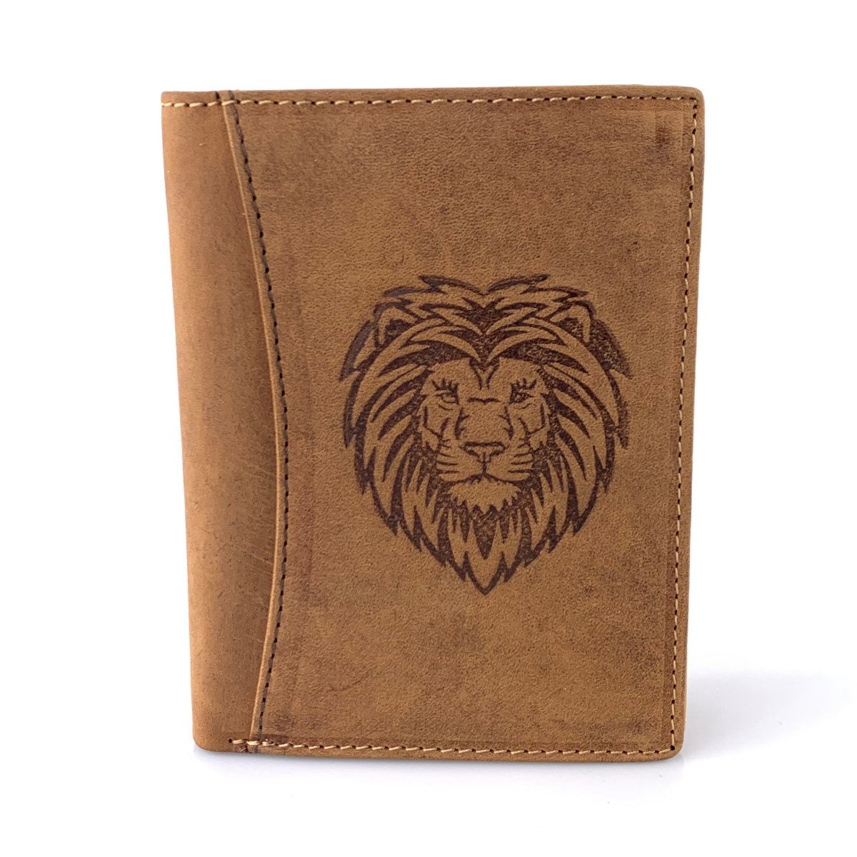L&B Geldbörse Büffelleder Portemonnaie, integrierter RFID-Schutz >2395-Lion<, Löwe, Münzfach & Scheinfach + 11 Kartenfächer & 3 Sichtfächer