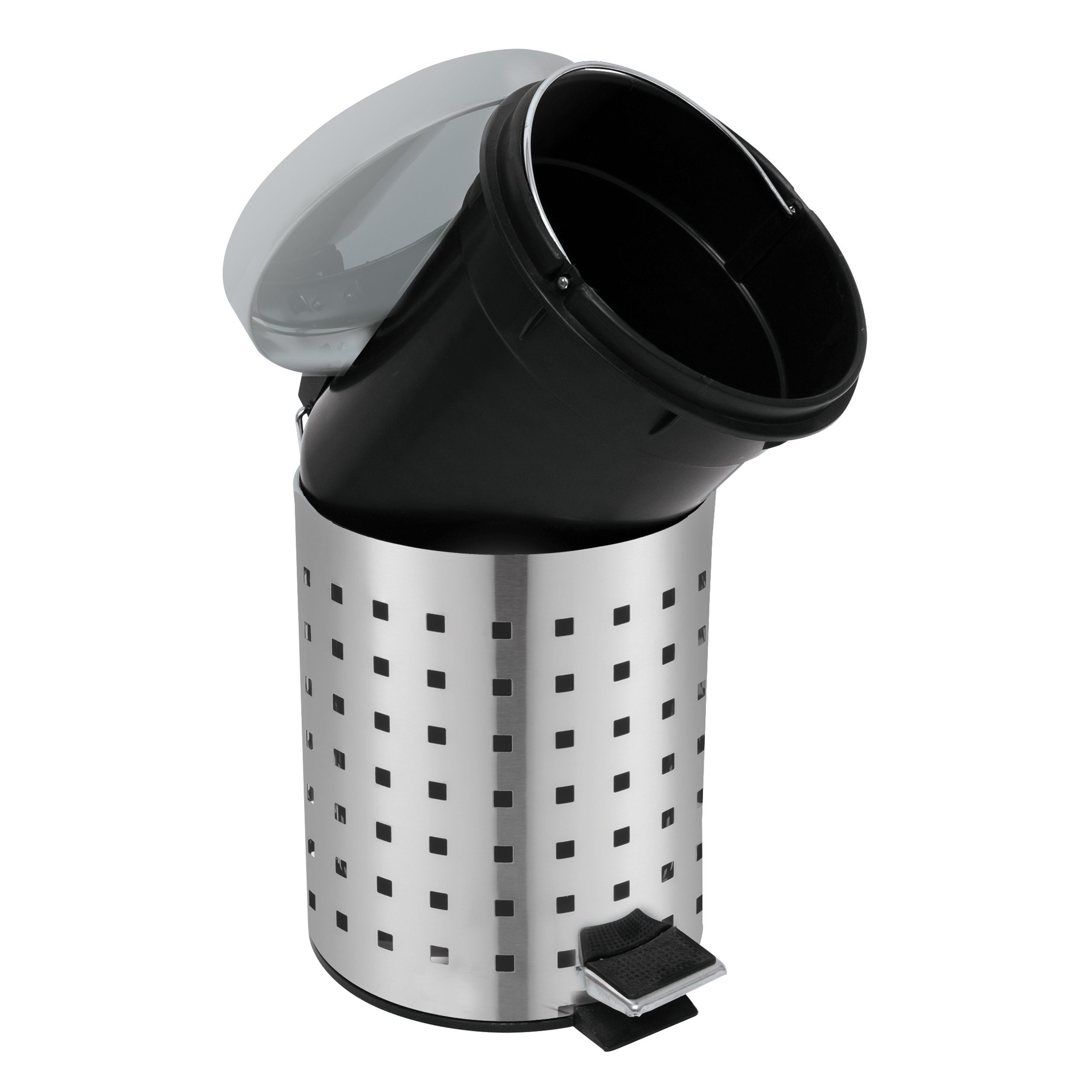 MSV Kosmetikeimer Treteimer uni, rostfreier Edelstahl, mit herausnehmbarem Inneneimer, matt, 3L