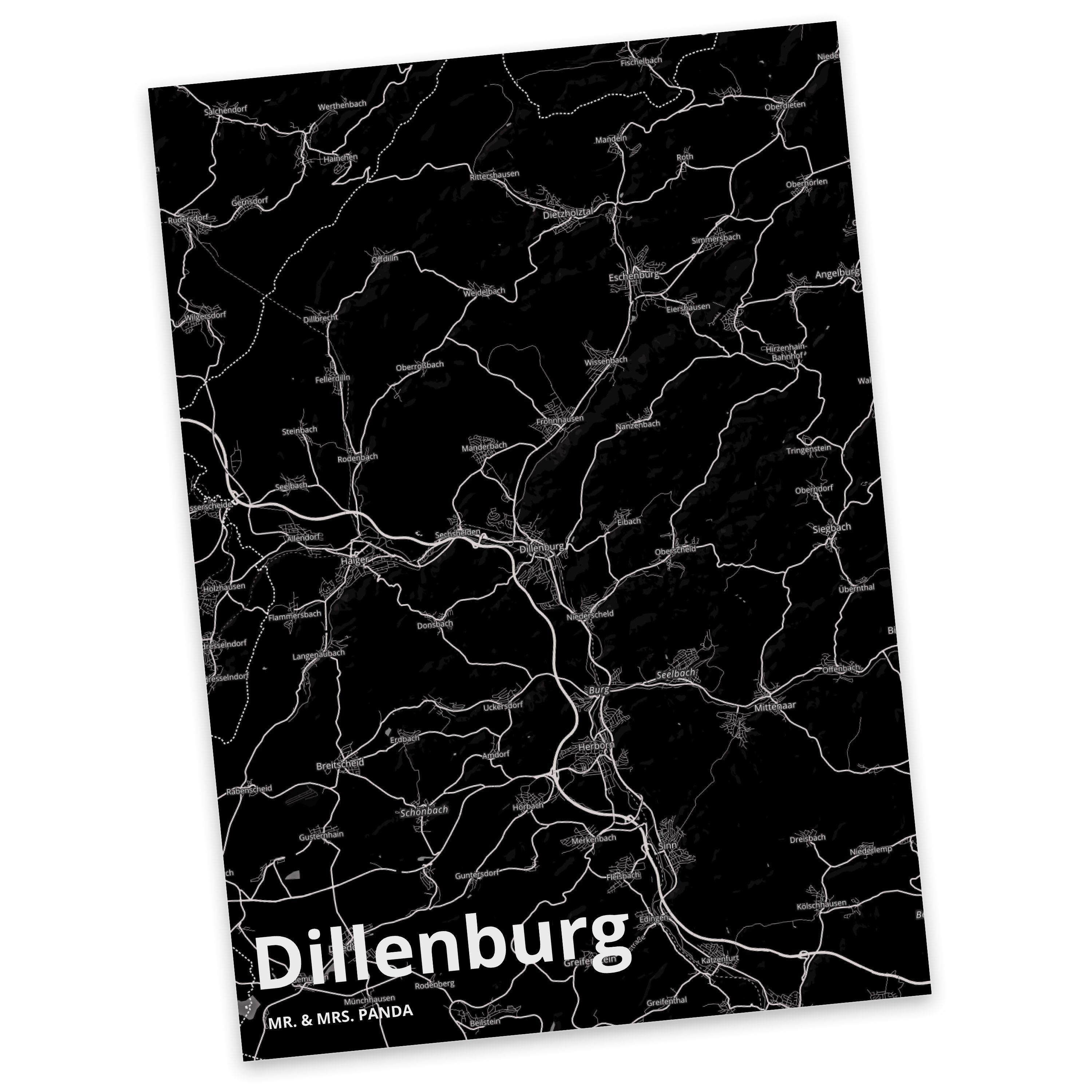 & Grußkarte Mrs. Postkarte Dillenburg Panda Ort, Geschenk, Einladungskarte, Städte, - Mr. Dorf,