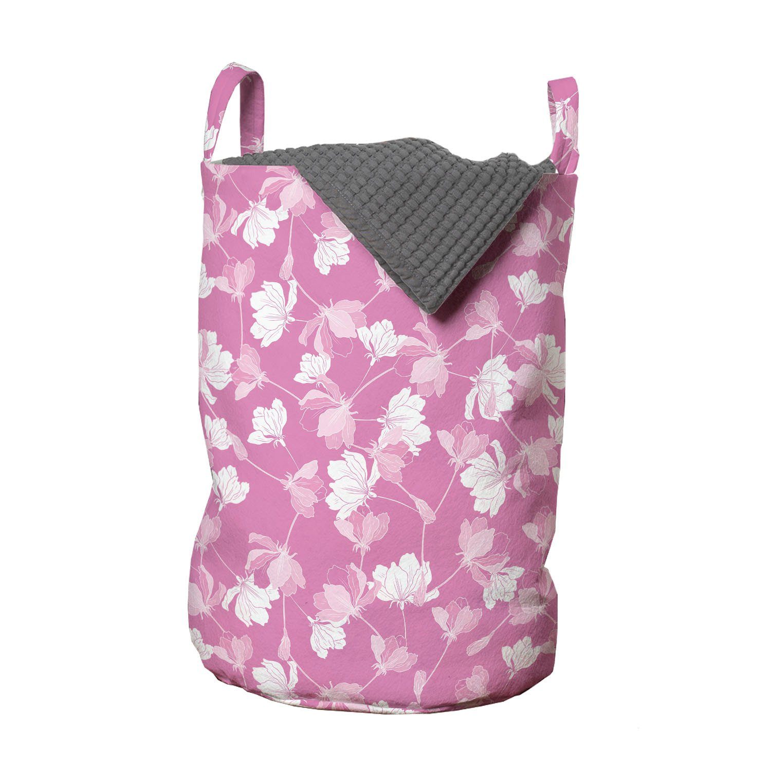 Abakuhaus Wäschesäckchen und Pink Wäschekorb Weiß Waschsalons, für Kordelzugverschluss Apple-Blumen-Blüten mit Griffen