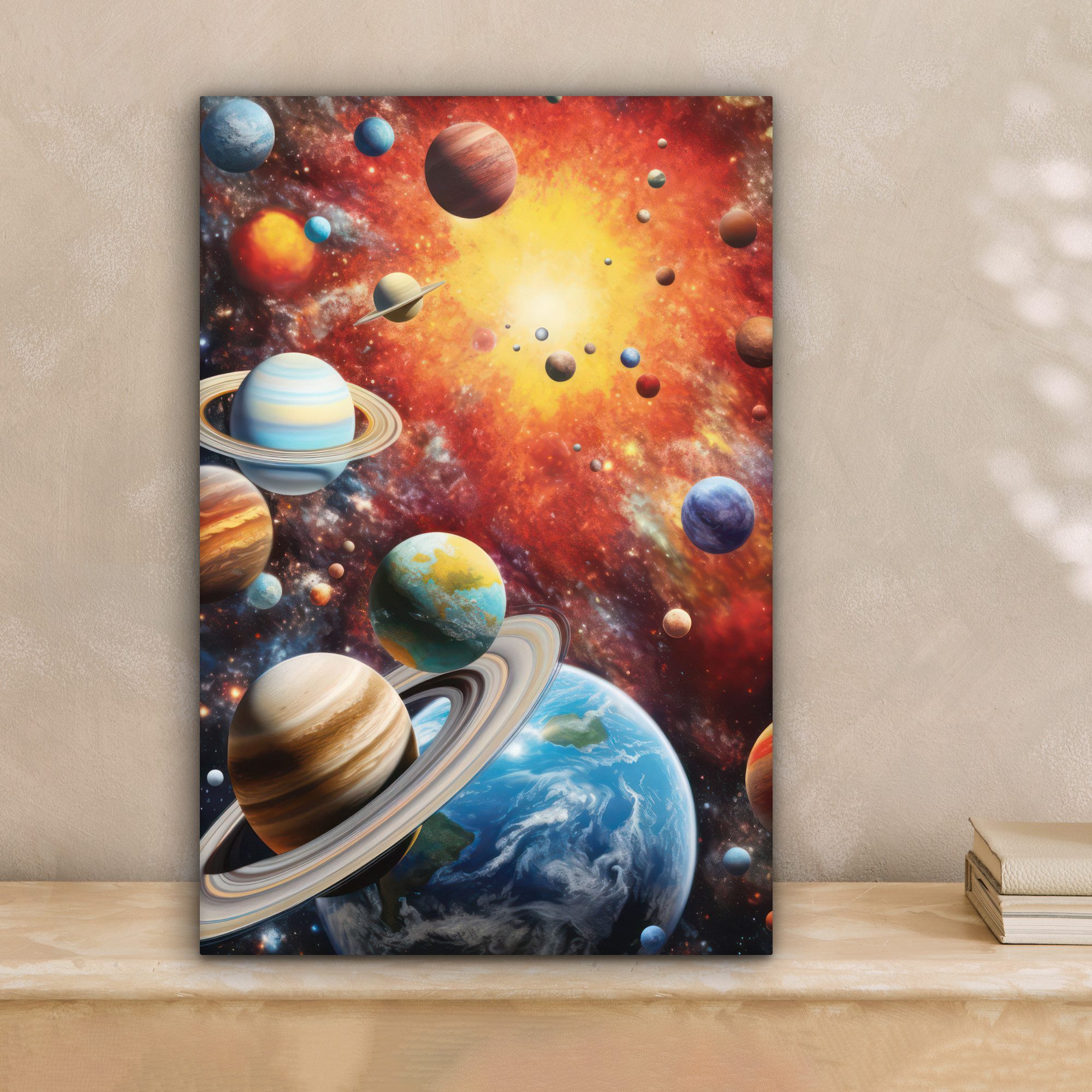 OneMillionCanvasses® Leinwandbild Planeten - Universum - Neon - Weltraum, F günstig online kaufen