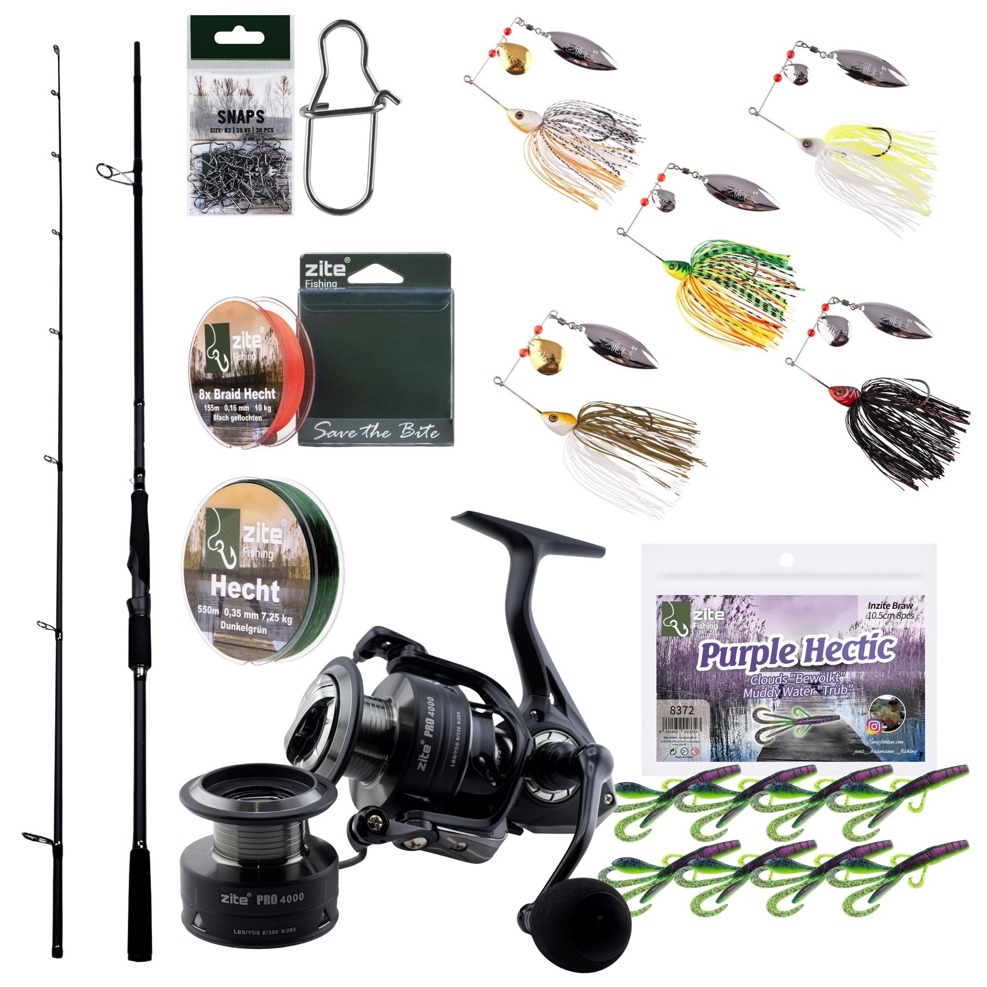 Spinnrute Inzite Pro Stick Hecht Starter-Set - Angelrute + Angelrolle & mehr