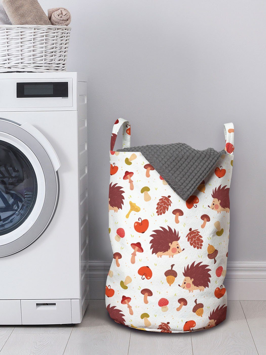 Wäschekorb Herbst Kordelzugverschluss für Hedgehog Pilz Griffen Acorns Abakuhaus Wäschesäckchen mit Waschsalons,