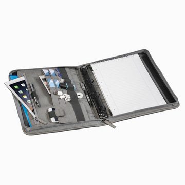 Hama Tablet-Hülle Konferenz-Mappe A4 Schreibmappe +Tablet-Fach, Business Case für Schreibblock, Fächer für Smartphone und Tablet PC bis 10,2", A4 Dokumentenfach, Ringbuch-Mappe mit Zubehör-Fächer, Dokumenten-Mappe Akten-Mappe Block