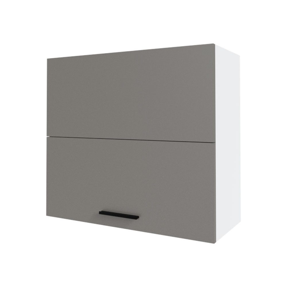 Feldmann-Wohnen Faltlifthängeschrank Bonn (W8B/80-AV, 2-geteilte Hochfaltklappe, 2 Einlegeböden, 1-St., moderne Optik, MDF Fronten) weiß / stone grey matt