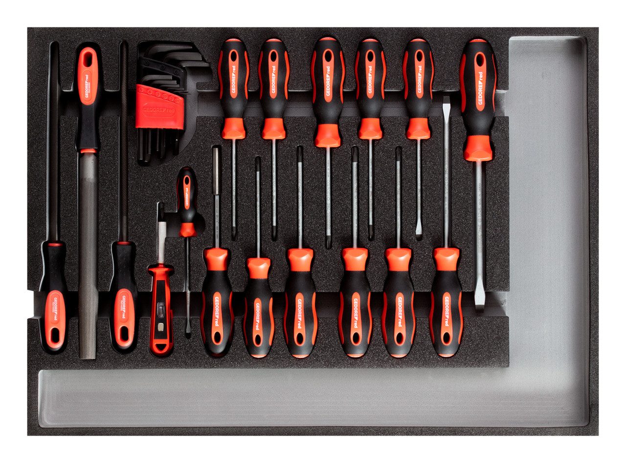 Gedore Red Werkzeugset R22350002 Werkzeugsatz Schraubendreher + Feilen CT-Modul 26-teilig