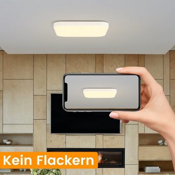 ZMH LED Deckenleuchte Dimmbar Flach IP44 Wasserdicht Bad- Küchen- Schlaflampe Bad Flur, LED fest integriert, Warmweiß, ∅27CM, 19w