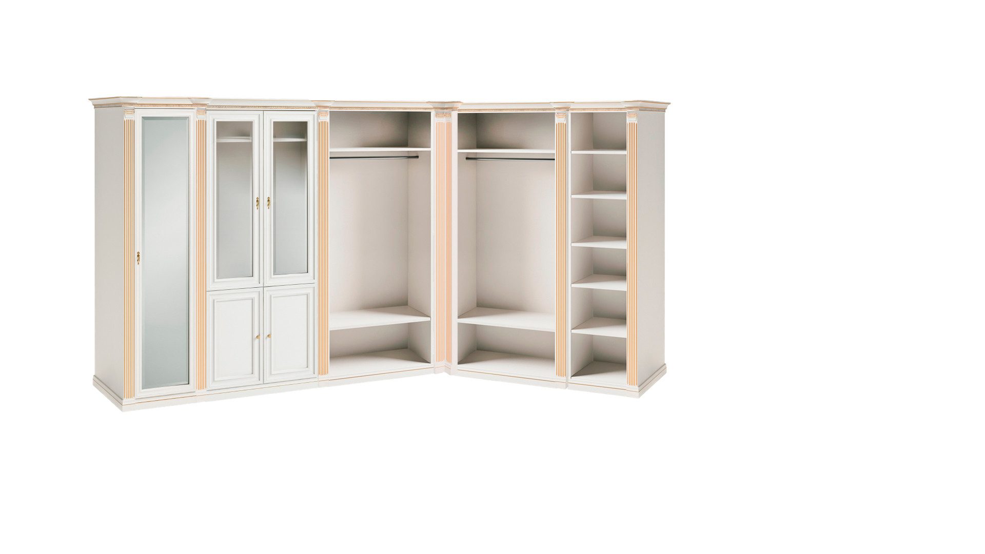 JVmoebel Eckschrank Weißer Massivholz Eckschrank mit elegantem Design und Stauraum (Eckschrank) Made in Europa