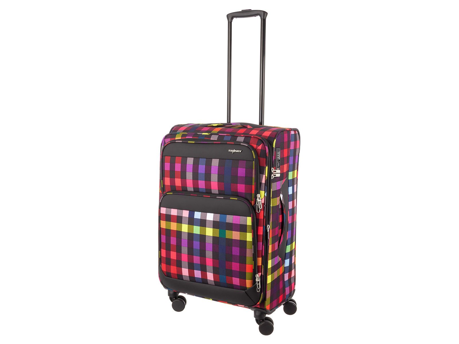 Franky Weichgepäck-Trolley Koffer Gr. M Reisegepäck T27-F Spinner 65er, 4 Doppellenkrollen Rollen, Dehnfalte TSA Schloss