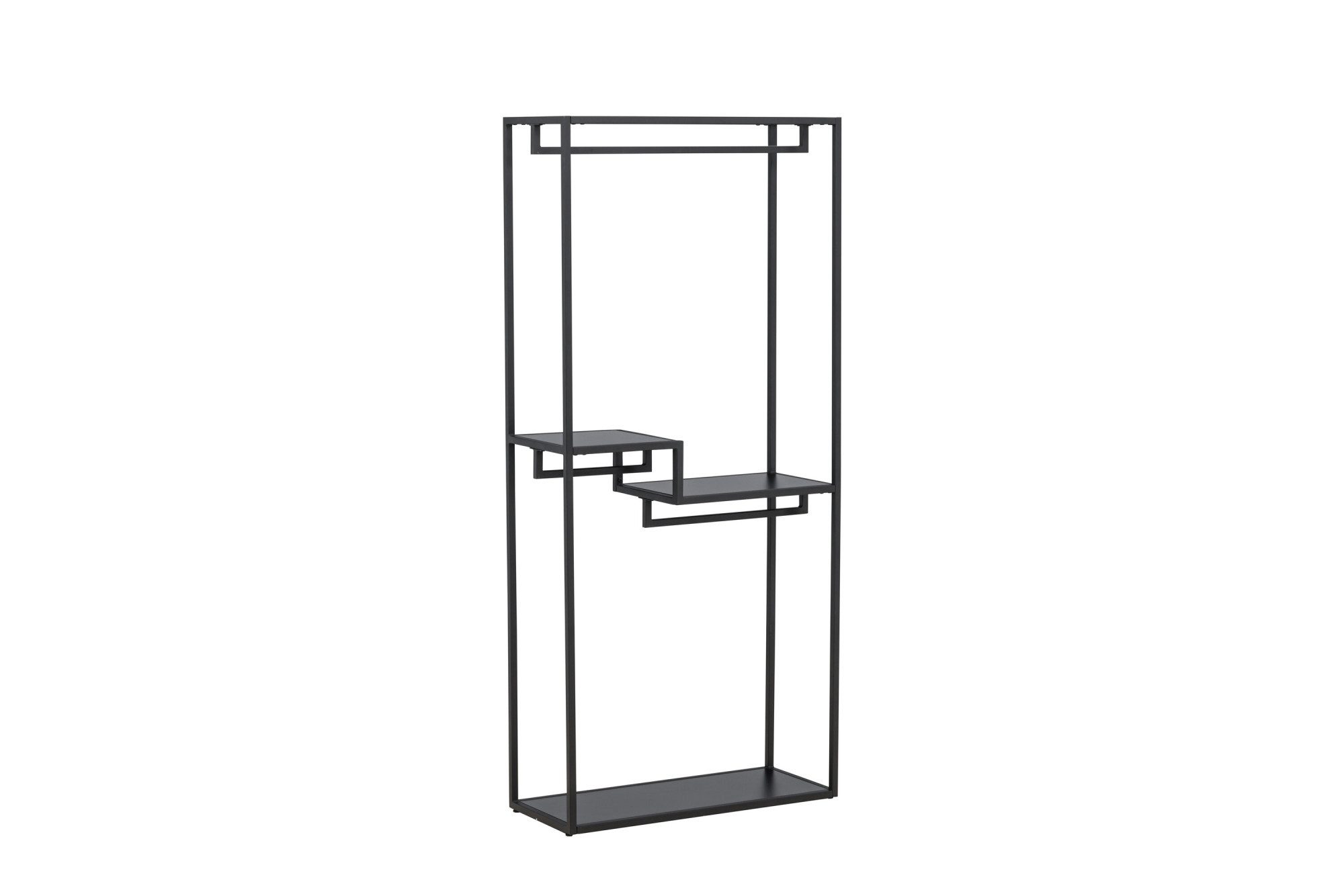 Venture Home Kleiderständer Staal, Garderobenständer in Schwarz-Stahl, Kleiderstange, Höhe 188 cm, Garderobe, Pulverbeschichtung, Ablagen, anspruchsvoll, modern
