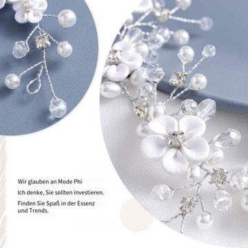 Truyuety Diadem Hochzeit Blume Haar Rebe Perle Stirnband Braut Blatt Kopfschmuck Braut (1-tlg)