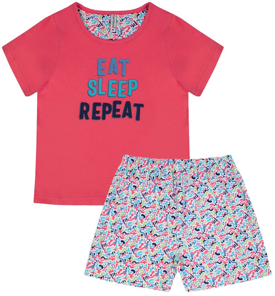 comtessa Schlafanzug Comte Kids (Set, 2 tlg., 2-teilig) Mädchen Pyjama Shorty Kurzarm Baumwolle