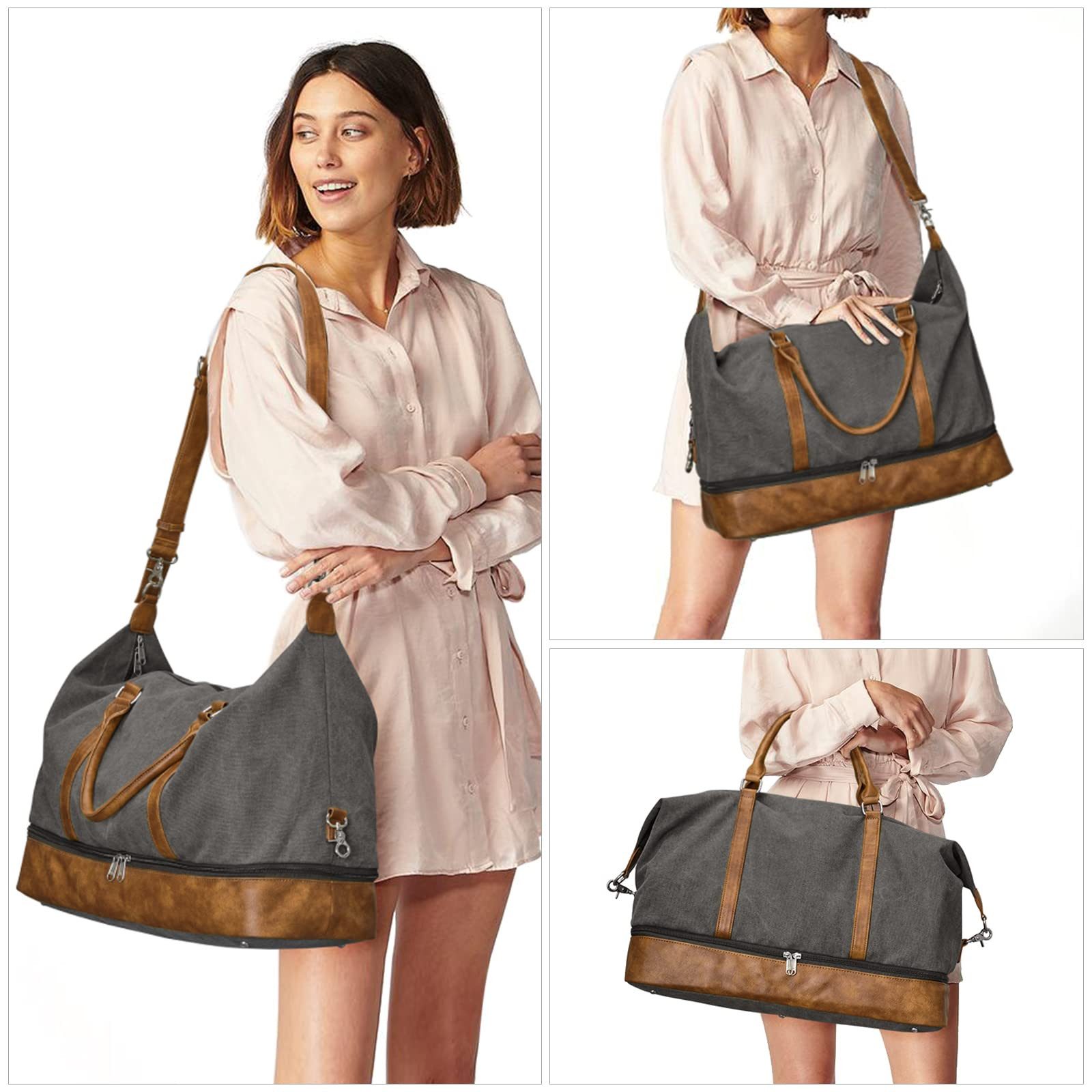 S-ZONE Reisetasche Weekender Reisetasche Tragetasche Freizeittasche Gymbag, Hängekoffer Reisetaschen mit Schuhfach für Damen und Herren – Bild 5 von 5