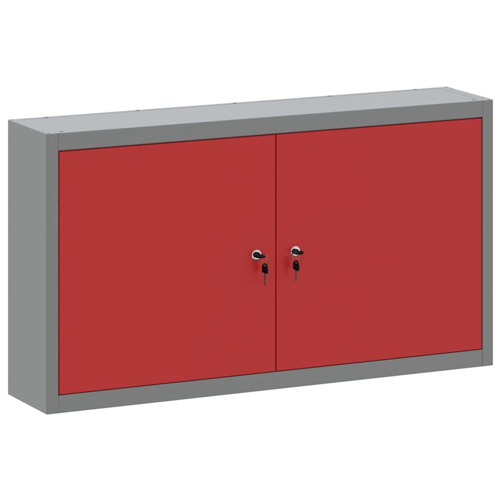 vidaXL Werkzeugbox Werkzeugschrank mit Regal Rot und Grau 100 x 20 x 55 cm Stahl (1 St)
