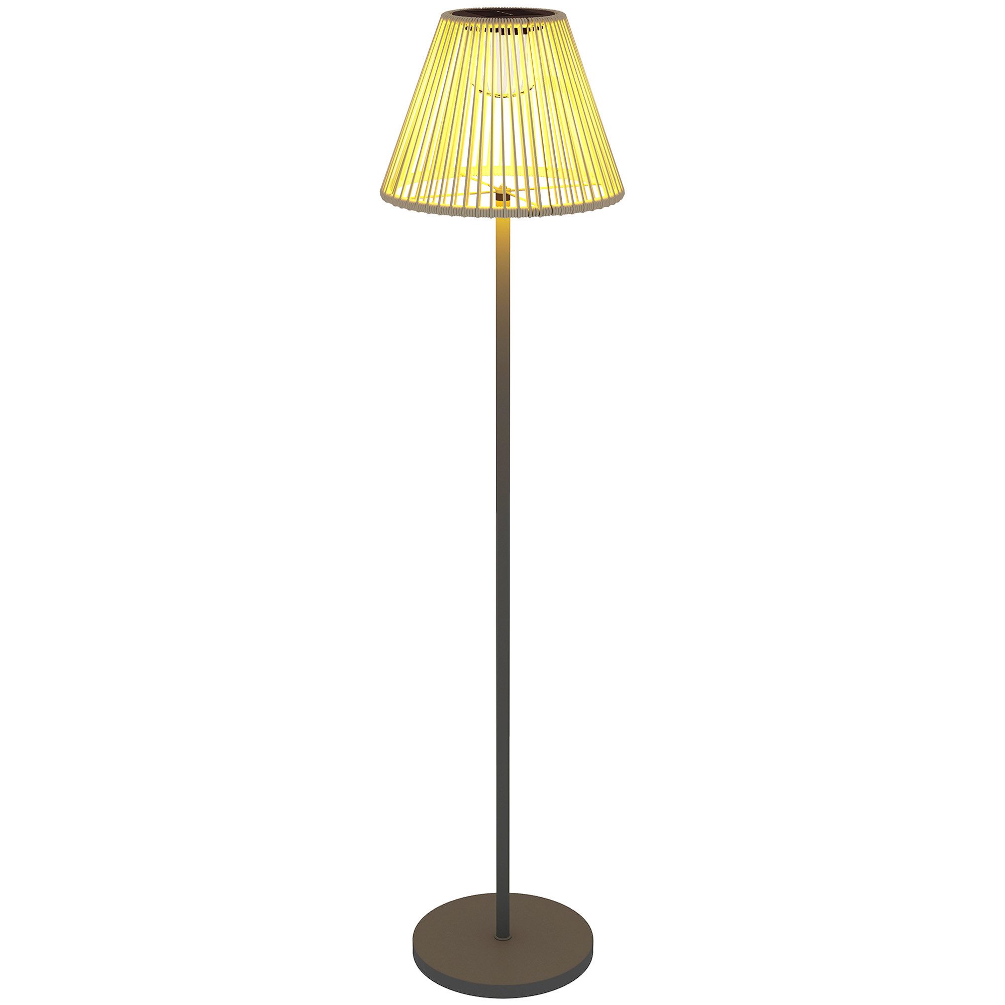 LED Stehlampe Solarlampen Rattan Solar Stehleuchte Standlampe mit Lichtsensor IP44