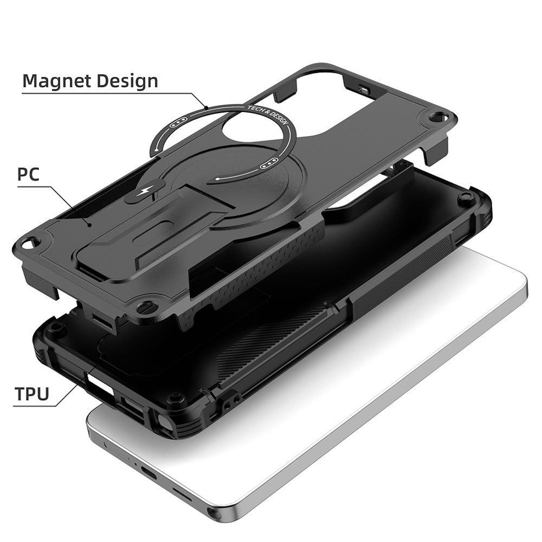 Wigento Handyhülle MagSafe Armor für Samsung Galaxy S26 Ultra mit Halterung Grün 6,9 Zoll, MagSafe, Ringhalter, Standfunktion – Bild 4 von 5
