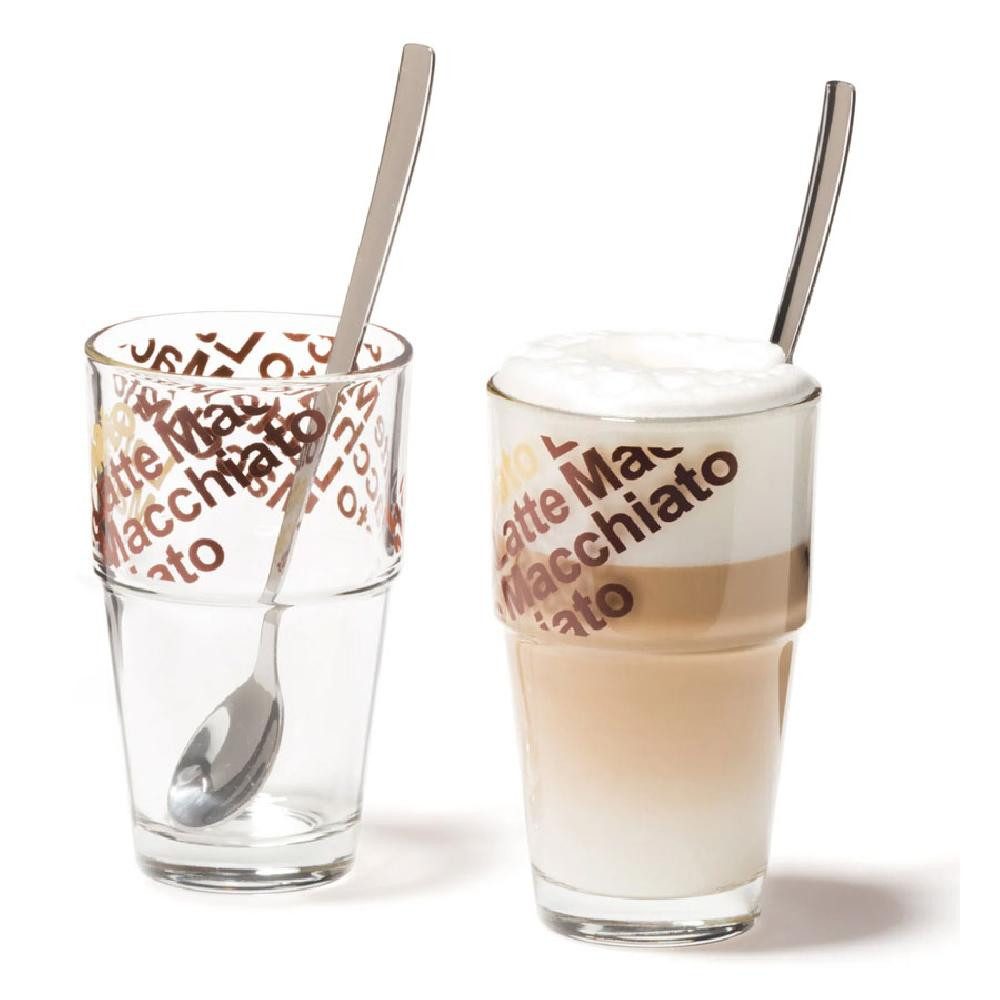 LEONARDO Cocktailglas Leonardo Latte Macchiato Gläser mit Löffel Solo (4er-Set)
