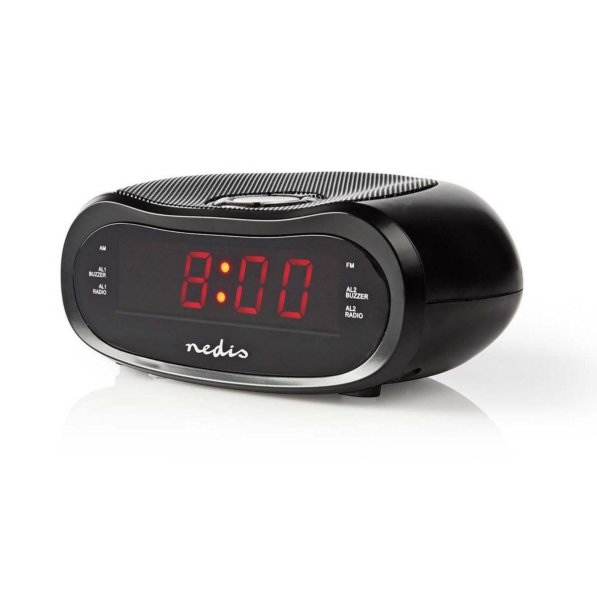 Nedis Radiowecker CLAR001BK LED-Display, AM/FM, Snooze-Funktion, Sleep Timer, 2 Alarme, Schwarz