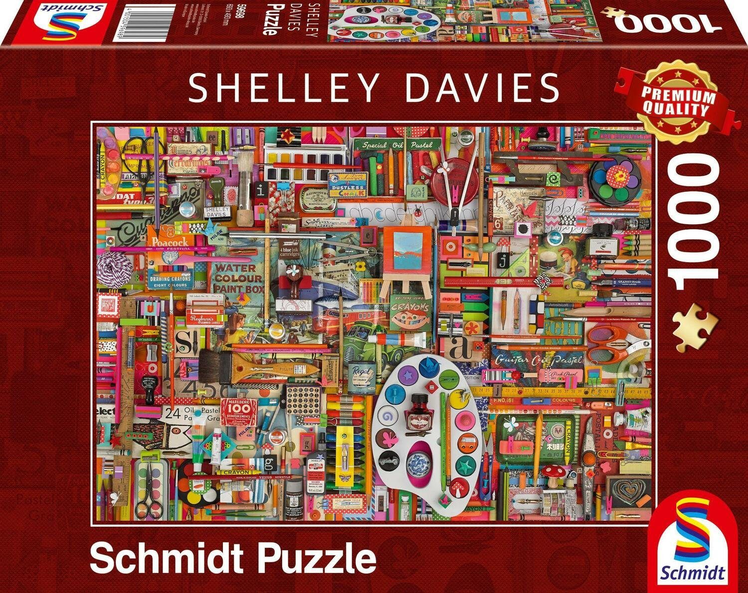 Schmidt Spiele Puzzle Vintage Künstlermaterialien Puzzle 1.000 Teile, 1000 Puzzleteile