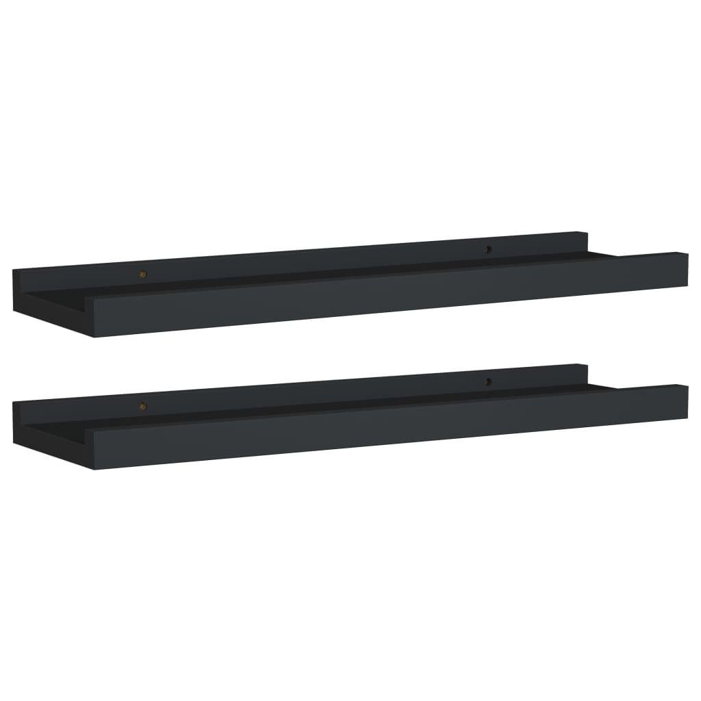 furnicato Wandregal Bilderleisten 2 Stk. Schwarz 40x9x3 cm MDF, 2-tlg. günstig online kaufen