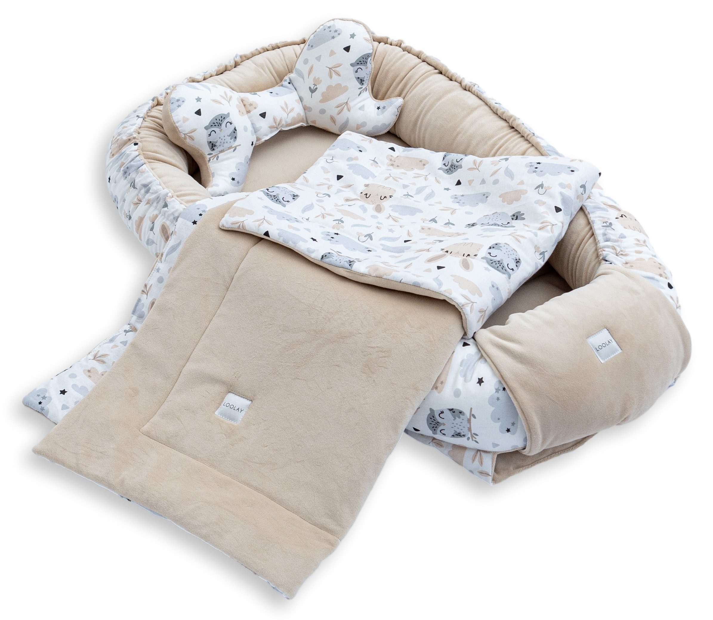 Loolay Kuschelnest BABYNEST + DECKE + Kissen Babyausstattung Baumwolle & Sa günstig online kaufen