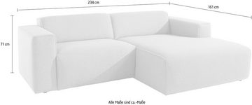 andas Ecksofa Noord, 234 cm, mit Kedernaht, Cord, Luxus-Microfaser, Struktur, Struktur grob